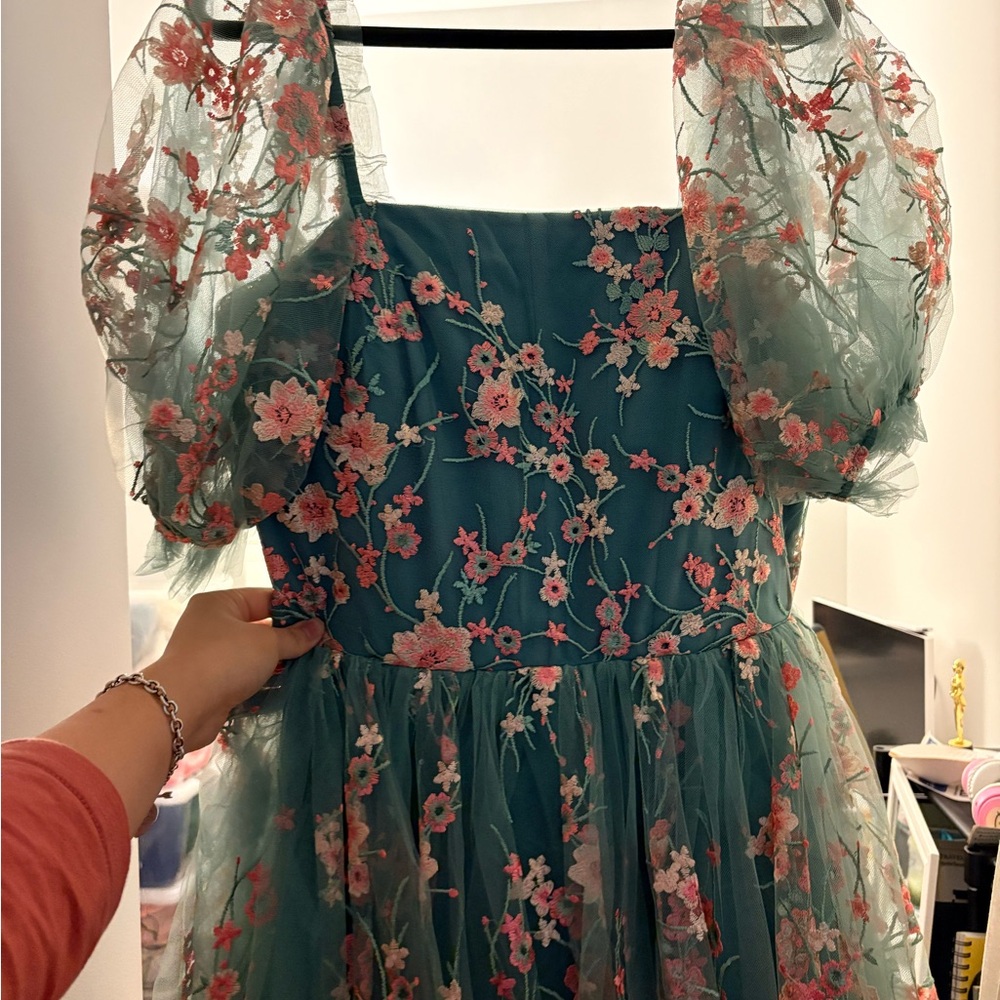 JessaKae Green Floral Prom Dress - Picture 11 of 11